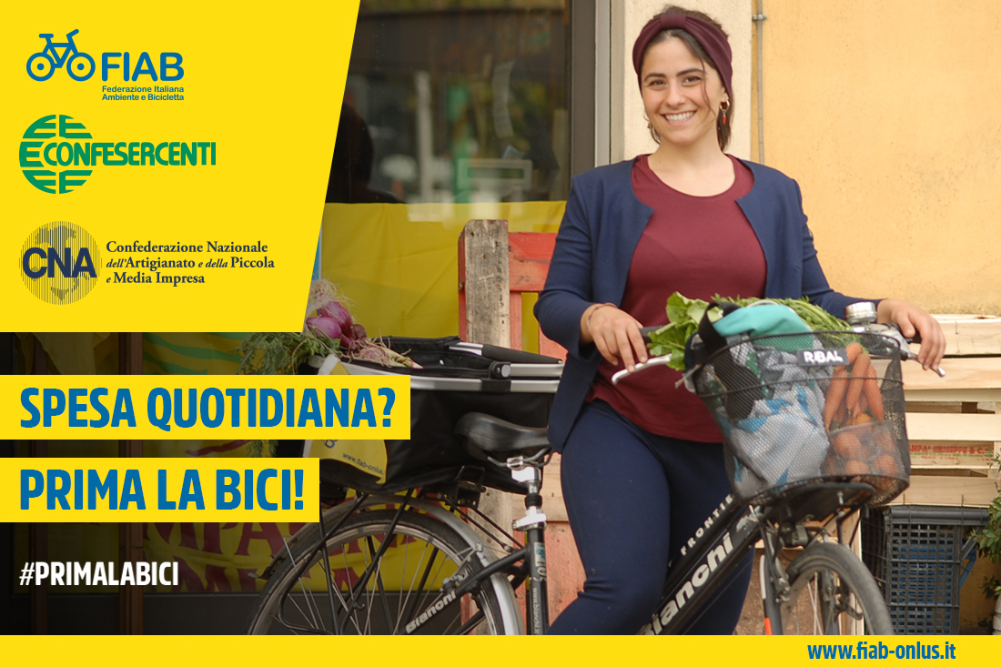 Spesa quotidiana? Prima la bici! La campagna di FIAB con Confesercenti e CNA