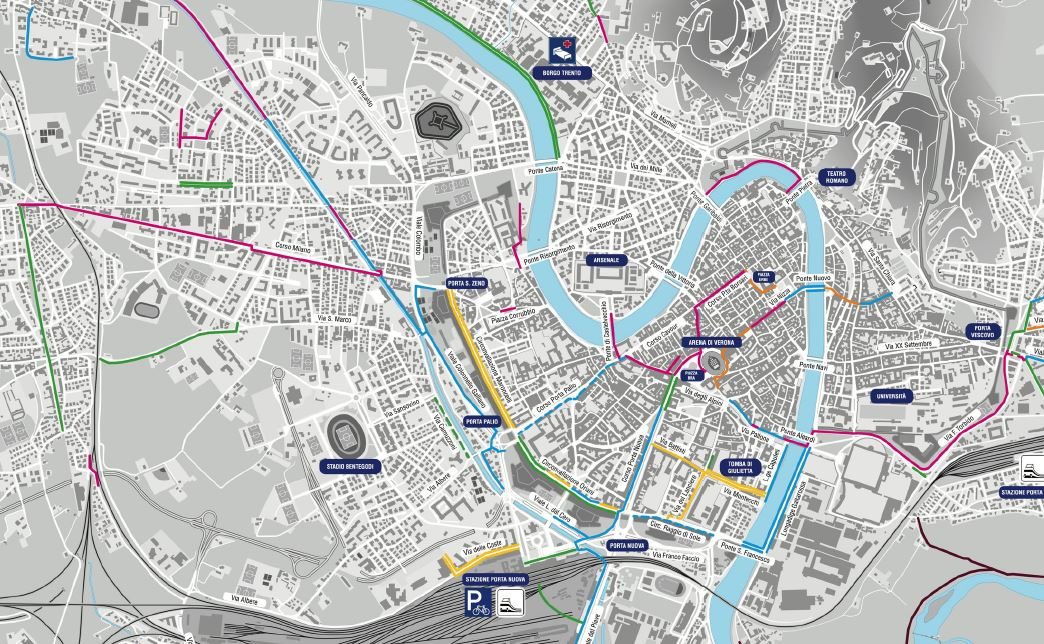La nuova mappa della ciclabilità di Verona