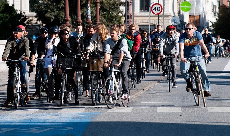 Ciclisti al semaforo rosso a Copenhagen (da Wikimedia)