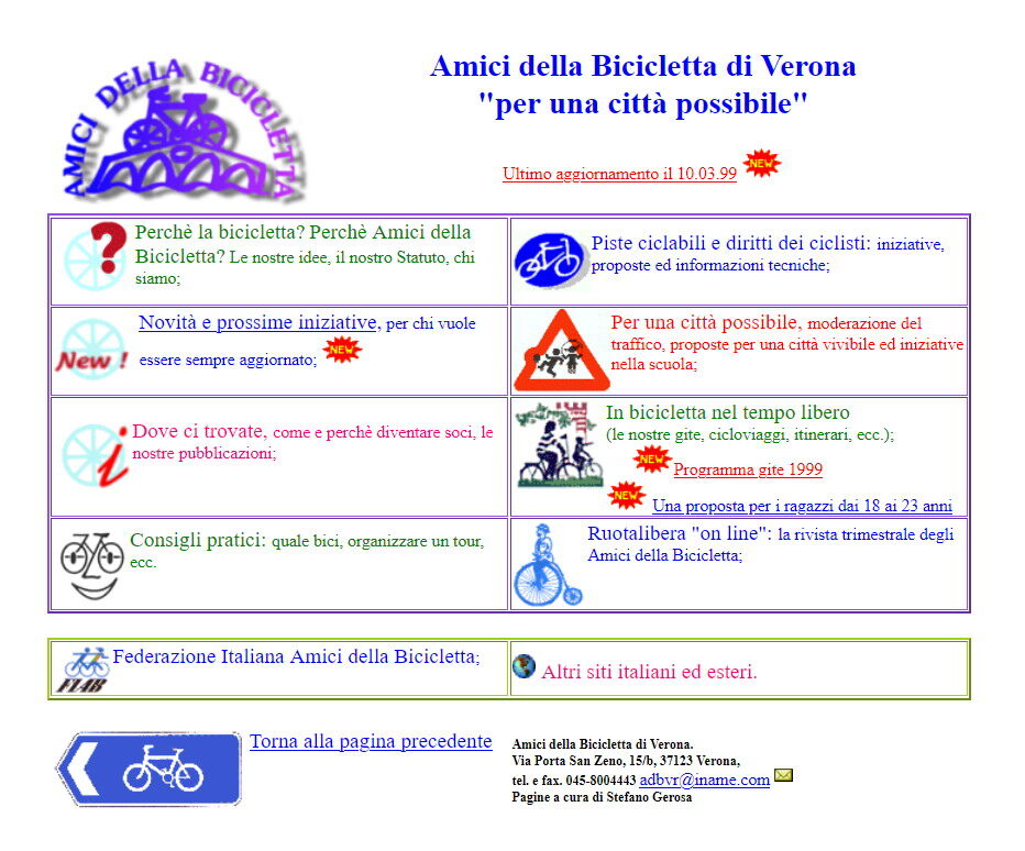 RL167 Preistoria digitale - Il passato per leggere il presente - La homepage del primo sito AdB