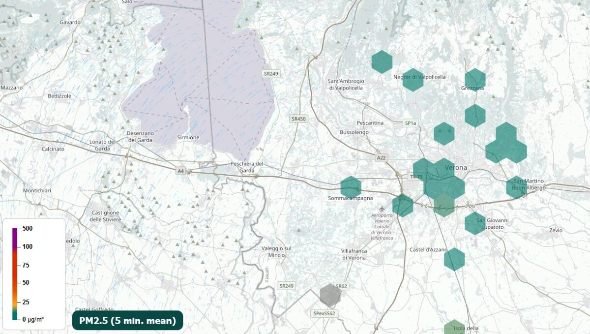 RL178 Che aria tira - Immagine 1 - Luftdaten - maps.sensor.community - Mappa di Verona e dintorni